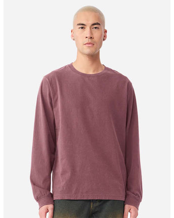 Pretreated BELLA+CANVAS 4851GD Unisex Heavyweight Garment-Dyed Long Sleeve Tee - Washed Maroon