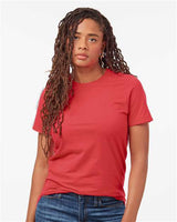 Pretreated Tultex 602CVC Unisex Combed CVC T-Shirt - Heather Red - On Model