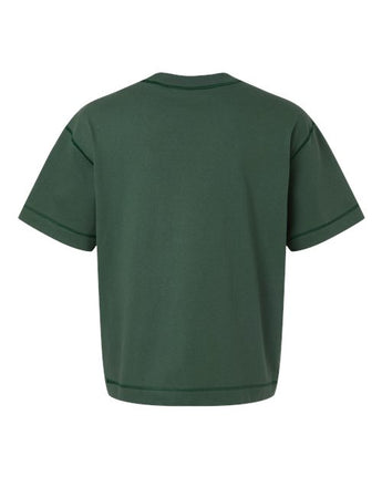 Pretreated American Apparel 13ML0 Unisex Heavyweight Cotton Boxy Tee - Pine - Back