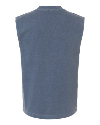 Pretreated American Apparel 207GD Unisex Heavyweight Cotton Garment-Dyed Boxy Muscle Tee - Faded Navy - Back