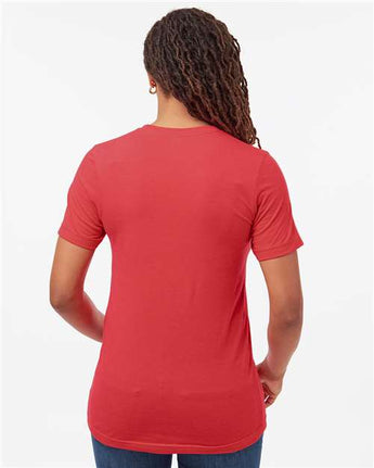 Pretreated Tultex 602CVC Unisex Combed CVC T-Shirt - Heather Red - On Model - Back
