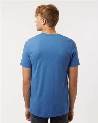 Pretreated Tultex 602CVC Unisex Combed CVC T-Shirt - Heather Royal - On Model - Back