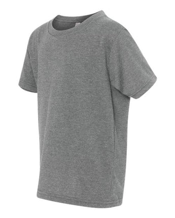 Pretreated Next Level 3312 Youth CVC Tee - Dark Heather Grey - Side