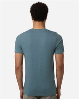 Pretreated Tultex 602CVC Unisex Combed CVC T-Shirt - Heather Steel Blue - On Model - Back