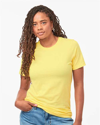 Pretreated Tultex 602CVC Unisex Combed CVC T-Shirt - Heather Yellow - On Model