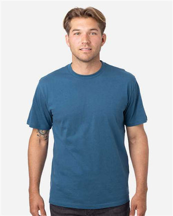 Pretreated econscious EC1070 Unisex Reclaimist Fiber Vibes T-Shirt - Tidal Blue - On Model