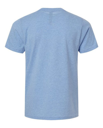 Pretreated Next Level 3312 Youth CVC Tee - Heather Columbia Blue - Back
