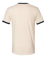 Pretreated Next Level 3604 Unisex Cotton Ringer Tee - Natural/ Midnight Navy - Back