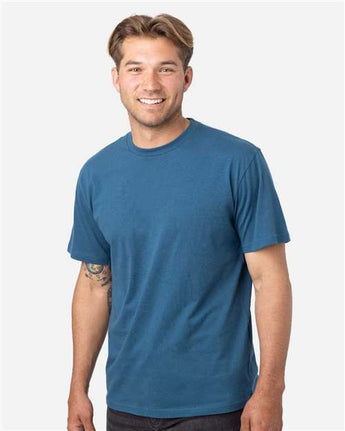 Pretreated econscious EC1070 Unisex Reclaimist Fiber Vibes T-Shirt - Tidal Blue - On Model - Side