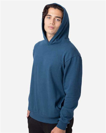Pretreated econscious EC5300 Unisex Reclaimist Fiber Hooded Sweatshirt - Tidal Blue - On Model - Side