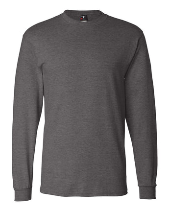Pretreated Hanes 5186 Unisex Beefy-T Long Sleeve T-Shirt - Charcoal Heather