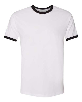 Pretreated Next Level 3604 Unisex Cotton Ringer Tee - White/ Black