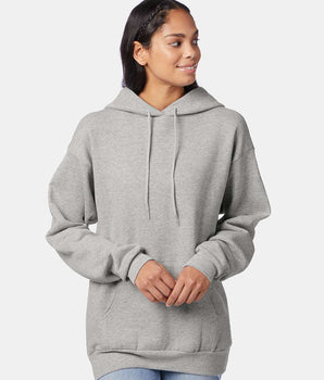 Pretreated Hanes P170 Unisex Ecosmart Hooded Sweatshirt - Female Model