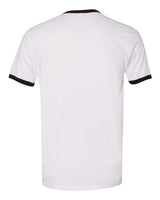 Pretreated Next Level 3604 Unisex Cotton Ringer Tee - White/ Black - Back