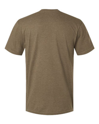 Pretreated American Apparel 2004CVC Unisex CVC Henley Tee - Heather Army - Back