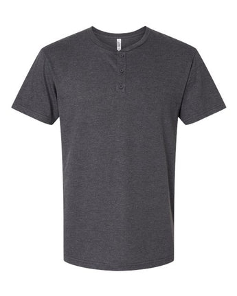 Pretreated American Apparel 2004CVC Unisex CVC Henley Tee - Heather Charcoal