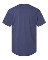 Pretreated American Apparel 2004CVC Unisex CVC Henley Tee - Heather Indigo - Back