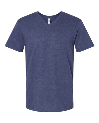Pretreated American Apparel 2006CVC Unisex CVC V-Neck Tee - Heather Indigo