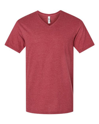 Pretreated American Apparel 2006CVC Unisex CVC V-Neck Tee - Heather Cardinal