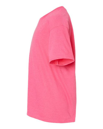Pretreated Gildan 64000BCVC Softstyle CVC Youth T-Shirt - Pink Lemonade Mist - Side