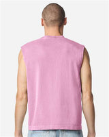 Pretreated American Apparel 207GD Unisex Heavyweight Cotton Garment-Dyed Boxy Muscle Tee - Faded Powder Pink - On Model - Back
