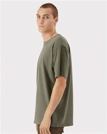 Pretreated American Apparel 5389 Unisex Sueded Tee - Sueded Lieutenant - On Model - Side