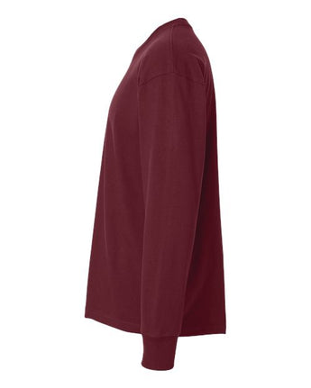 Pretreated Next Level 7211 Unisex Heavyweight Long Sleeve Tee - Maroon - Side