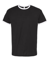 Pretreated Tultex 246 Unisex Fine Jersey Ringer T-Shirt - Black/ White