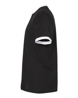 Pretreated Tultex 246 Unisex Fine Jersey Ringer T-Shirt - Black/ White - Side
