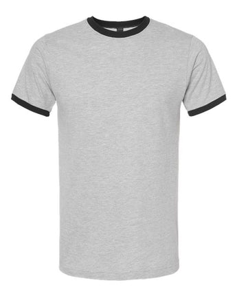 Pretreated Tultex 246 Unisex Fine Jersey Ringer T-Shirt - Heather Grey/ Black