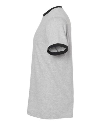 Pretreated Tultex 246 Unisex Fine Jersey Ringer T-Shirt - Heather Grey/ Black - Side