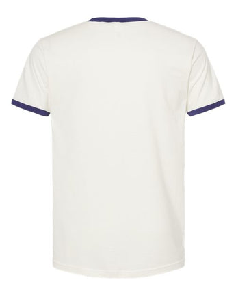 Pretreated Tultex 246 Unisex Fine Jersey Ringer T-Shirt - Vintage White/ Inked India - Back