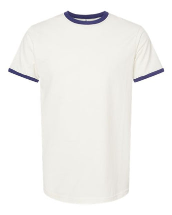 Pretreated Tultex 246 Unisex Fine Jersey Ringer T-Shirt - Vintage White/ Inked India