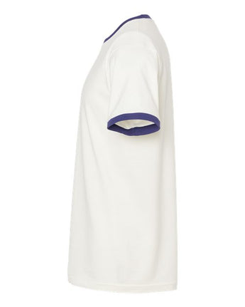 Pretreated Tultex 246 Unisex Fine Jersey Ringer T-Shirt - Vintage White/ Inked India - Side