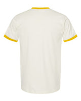 Pretreated Tultex 246 Unisex Fine Jersey Ringer T-Shirt - Vintage White/ Mellow Yellow - Back