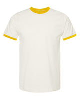 Pretreated Tultex 246 Unisex Fine Jersey Ringer T-Shirt - Vintage White/ Mellow Yellow