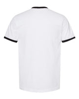 Pretreated Tultex 246 Unisex Fine Jersey Ringer T-Shirt - White/ Black - Back