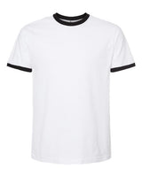 Pretreated Tultex 246 Unisex Fine Jersey Ringer T-Shirt - White/ Black