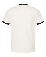 Pretreated Tultex 246 Unisex Fine Jersey Ringer T-Shirt - Vintage White/ Black - Back