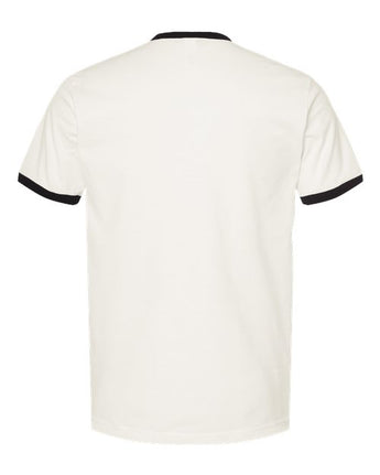 Pretreated Tultex 246 Unisex Fine Jersey Ringer T-Shirt - Vintage White/ Black - Back