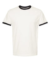 Pretreated Tultex 246 Unisex Fine Jersey Ringer T-Shirt - Vintage White/ Black