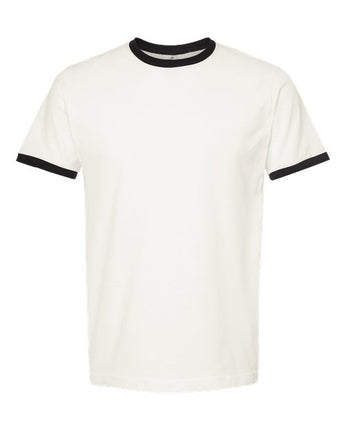 Pretreated Tultex 246 Unisex Fine Jersey Ringer T-Shirt - Vintage White/ Black