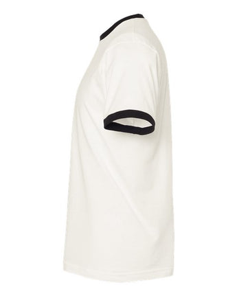 Pretreated Tultex 246 Unisex Fine Jersey Ringer T-Shirt - Vintage White/ Black - Side