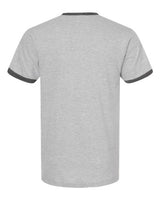 Pretreated Tultex 246 Unisex Fine Jersey Ringer T-Shirt - Heather Grey/ Heather Charcoal - Back