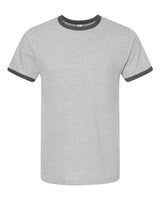 Pretreated Tultex 246 Unisex Fine Jersey Ringer T-Shirt - Heather Grey/ Heather Charcoal