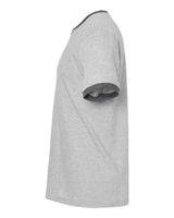 Pretreated Tultex 246 Unisex Fine Jersey Ringer T-Shirt - Heather Grey/ Heather Charcoal - Side