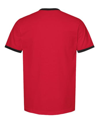 Pretreated Tultex 246 Unisex Fine Jersey Ringer T-Shirt - Red/ Black - Back