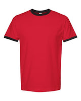 Pretreated Tultex 246 Unisex Fine Jersey Ringer T-Shirt - Red/ Black