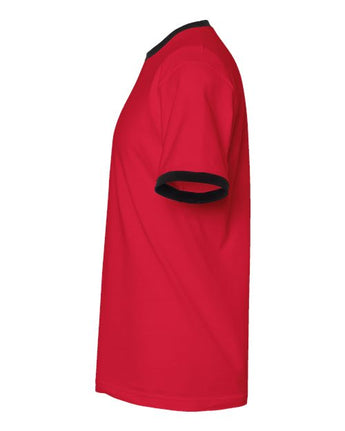 Pretreated Tultex 246 Unisex Fine Jersey Ringer T-Shirt - Red/ Black - Side