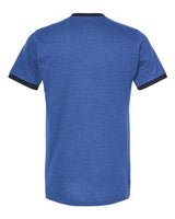 Pretreated Tultex 246 Unisex Fine Jersey Ringer T-Shirt - Heather Royal/ Navy - Back